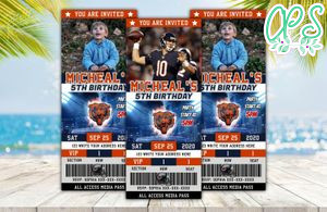 Editable Chicago Bears Birthday Ticket Invitations DIY