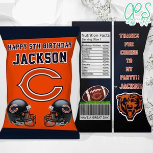 Printable Chicago Bears Birthday Chip Bags Instant Download