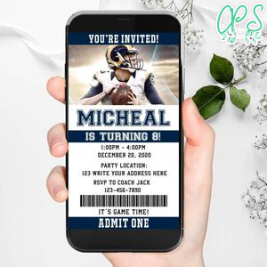 Electronic Los Angeles Rams Electronic Invite Birthday Invitations Instant Download