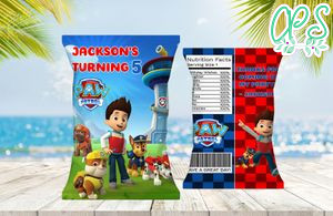 Editable Paw Patrol Birthday Chip Bag Instant Download