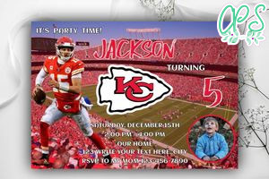 Kansas City Chiefs Birthday Invitation Template to Print at Home Instant Download