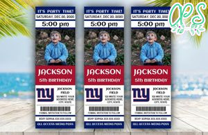 Printable New York Giants Birthday Ticket With Photo Invitation Instant Download