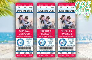 Philadelphia 76ers Save The Date Wedding Engagement Announcement Ticket Invitation Instant Download