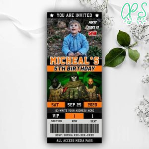 Printable Call Of Duty Warzone Birthday Ticket Invites DIY