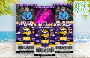 Editable Minnesota Vikings Party Ticket Invitations Instant Download