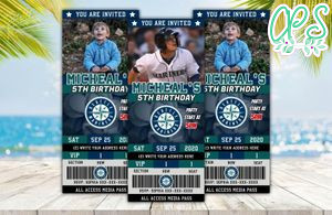 Editable Seattle Mariners Birthday Ticket Invites Instant Download