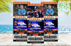 Editable Denver Broncos Birthday Ticket Invitations Instant Download