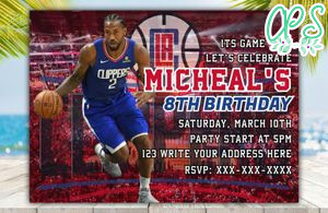 Editable Los Angeles Clippers Digital Party Invitation Invite Instant Download