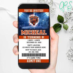 Electronic Chicago Bears Electronic Invite Birthday Invitation Instant Download