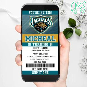 Electronic Jacksonville Jaguars Birthday Invitation Instant Download