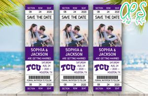 TCU Horned Frogs Save The Date Wedding Engagement Announcement Ticket Invitation Instant Download