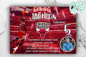 Chicago Bulls Birthday Invitation Template to Print at Home Instant Download