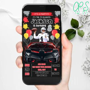 Mobile Derek Carr Las Vegas Raiders Drive By Birthday Parade Electronic Invite Invitation Template Instant Download