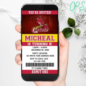 Electronic St. Louis Cardinals Birthday Invitation Instant Download