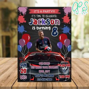 Neymar Paris Saint Germain Drive By Birthday Parade Invitation Printable Instant Download