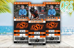 Oklahoma State Cowboys Ticket Birthday Editable Templates Instant Download