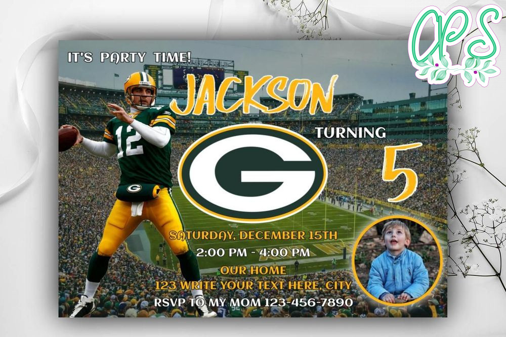 Green Bay Packers Birthday Flyer Template to Print at Home Instant Download