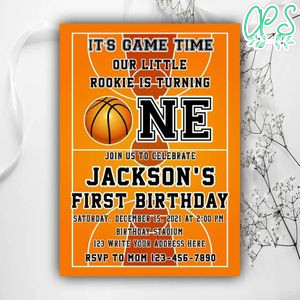 Basketball First Birthday Invitation Instant Download