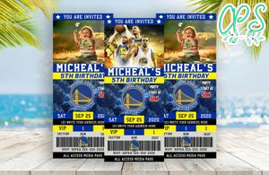 Editable Golden State Warriors Basketball Birthday Ticket Invitations Instant Download