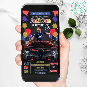 Mobile Messi Paris Saint Germain Drive By Birthday Parade Electronic Invite Invitation Template Instant Download