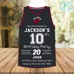 Miami Heat Jersey Birthday Invitation Instant Download