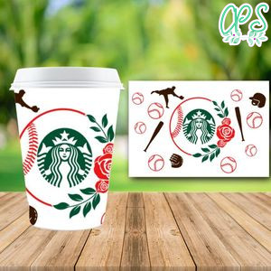 Baseball Starbucks Wrap PNG File template DIY
