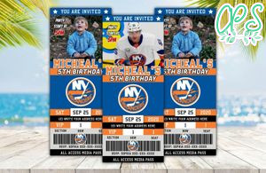 New York Islanders Ticket Birthday Editable Templates Instant Download