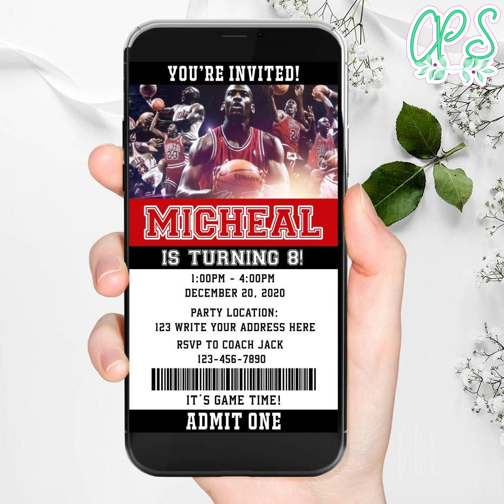Michael Jordan Jordan Mobile Invite Customizable Template Instant