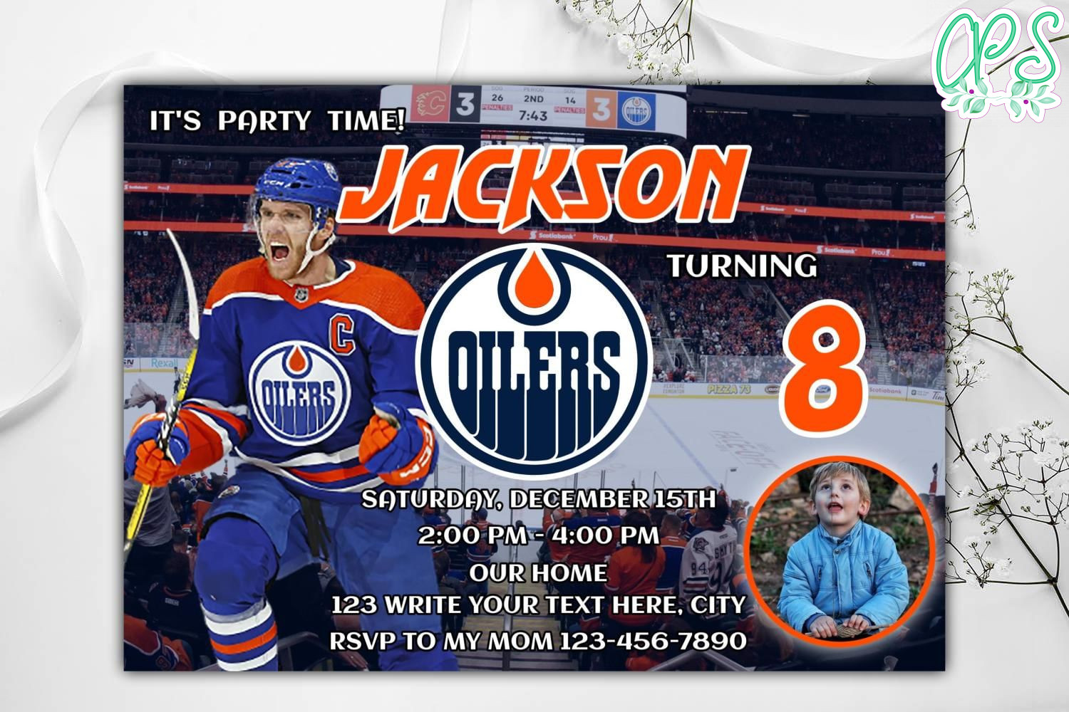 Edmonton Oilers Birthday Invitation Instant Download