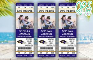 Baltimore Ravens Save The Date Wedding Engagement Announcement Ticket Invitation Instant Download
