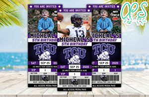 Editable TCU Horned Frogs Birthday Ticket Invitations Instant Download