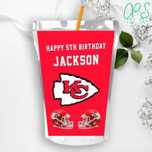 Printable Kansas City Chiefs Birthday Capri Sun Juice Label Instant Download