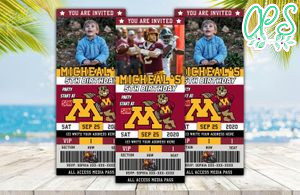 Editable Minnesota Golden Gophers Birthday Ticket Invitations Instant Download