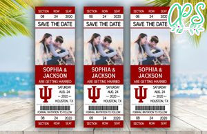 Indiana Hoosiers Save The Date Wedding Engagement Announcement Ticket Invitation Instant Download