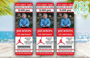 Printable Jordan Birthday Ticket With Photo Invitation Instant Download
