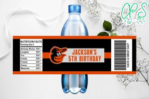 Printable Baltimore Orioles Water Bottle Labels Instant Download
