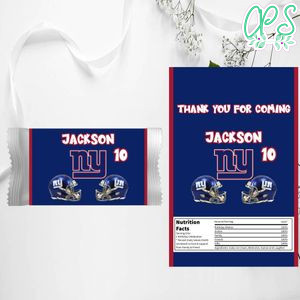 New York Giants Candy Bar Wrapper Digital File Printable Instant Download