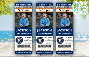 Printable Houston Astros Birthday Ticket With Photo Invitation Instant Download