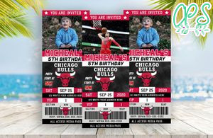 Editable Chicago Bulls Birthday Ticket Invitations Instant Download