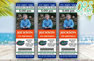 Printable Florida Gators Birthday Ticket With Photo Invitation Instant Download