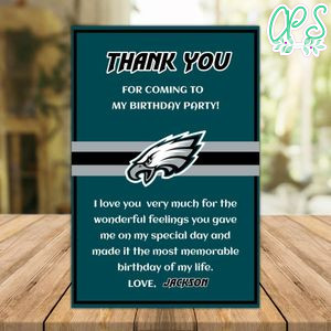 Philadelphia Eagles Thank you card Template to Print at Home Instant Download