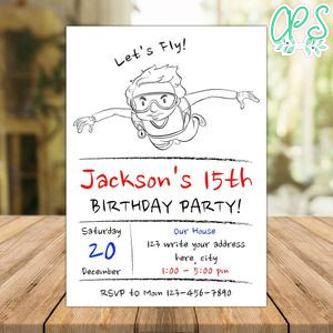 Skydiving Birthday Invitation, iFly Birthday Invitation Instant Download