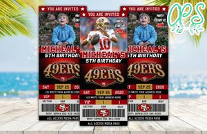 San Francisco 49ers Ticket Birthday Editable Templates DIY