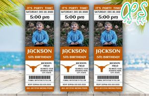 Printable Texas Longhorns Birthday Ticket With Photo Invitation Instant Download