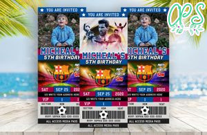 Editable Lionel Messi Barcelona FC Party Ticket Invitation Instant Download