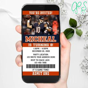 Electronic Chicago Bears Electronic Invite Birthday Invitation DIY