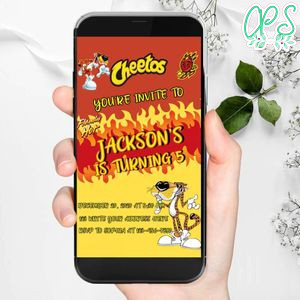 Electronic Flamin Hot Cheetos Electronic Invite Birthday Invitation Instant Download