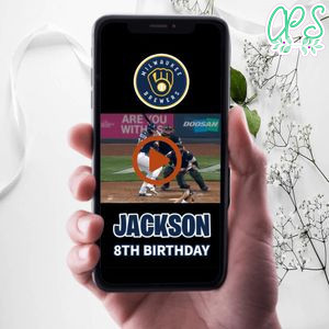 Milwaukee Brewers Birthday Video Invitation Digital Template Customizable Instant Download