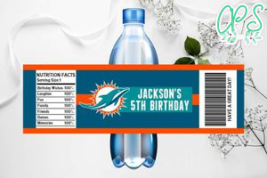 Printable Miami Dolphins Water Bottle Labels Instant Download