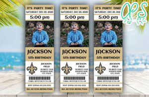Printable New Orleans Saints Birthday Ticket With Photo Invitation Instant Download